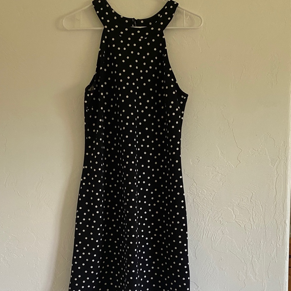 Le Lis Black and White Polka Dot Backless Dress